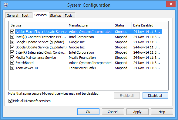 System Configuration - MSConfig