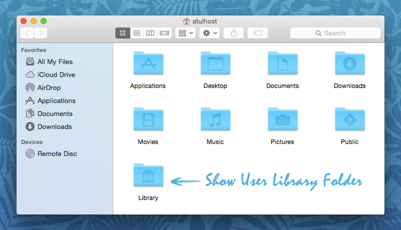 How to show user library folder in macOS?