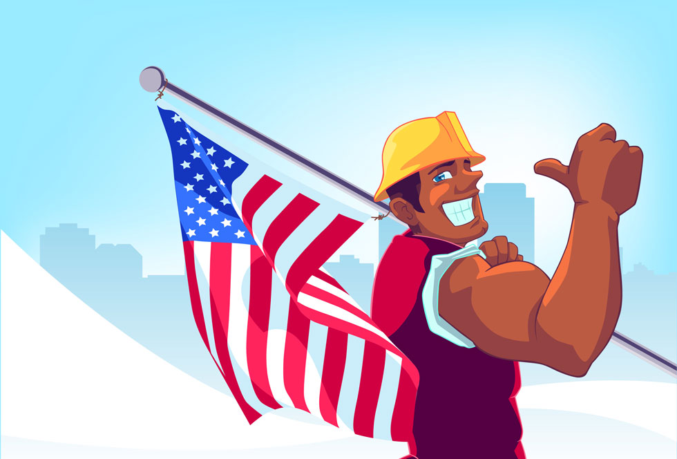 Happy Labor Day Clipart American Flag