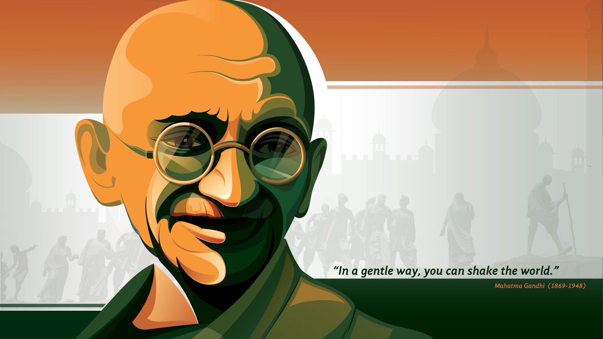 Mahatma Gandhi - India Flag HD