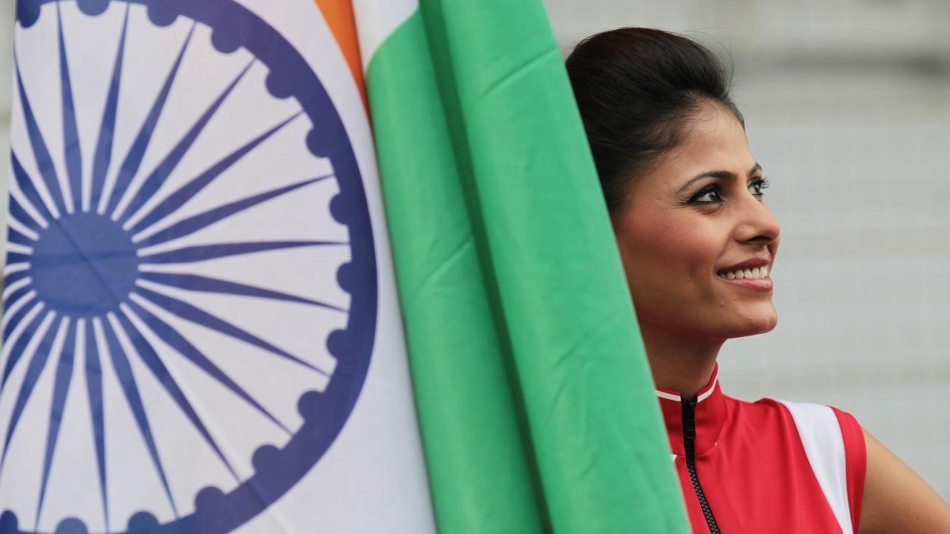 Lady with the Indian Flag