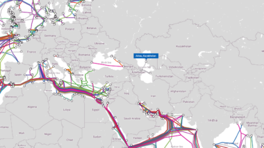 How do landlocked countries get access to the internet?