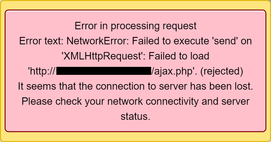 NetworkError: Failed to execute 'send' on 'XMLHttpRequest'