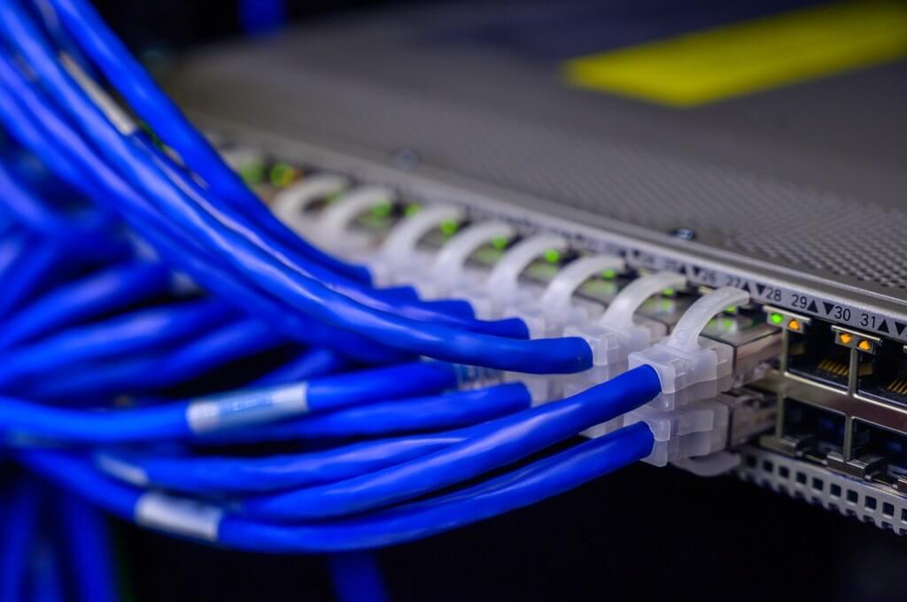 Image of ethernet cables connected to a switch