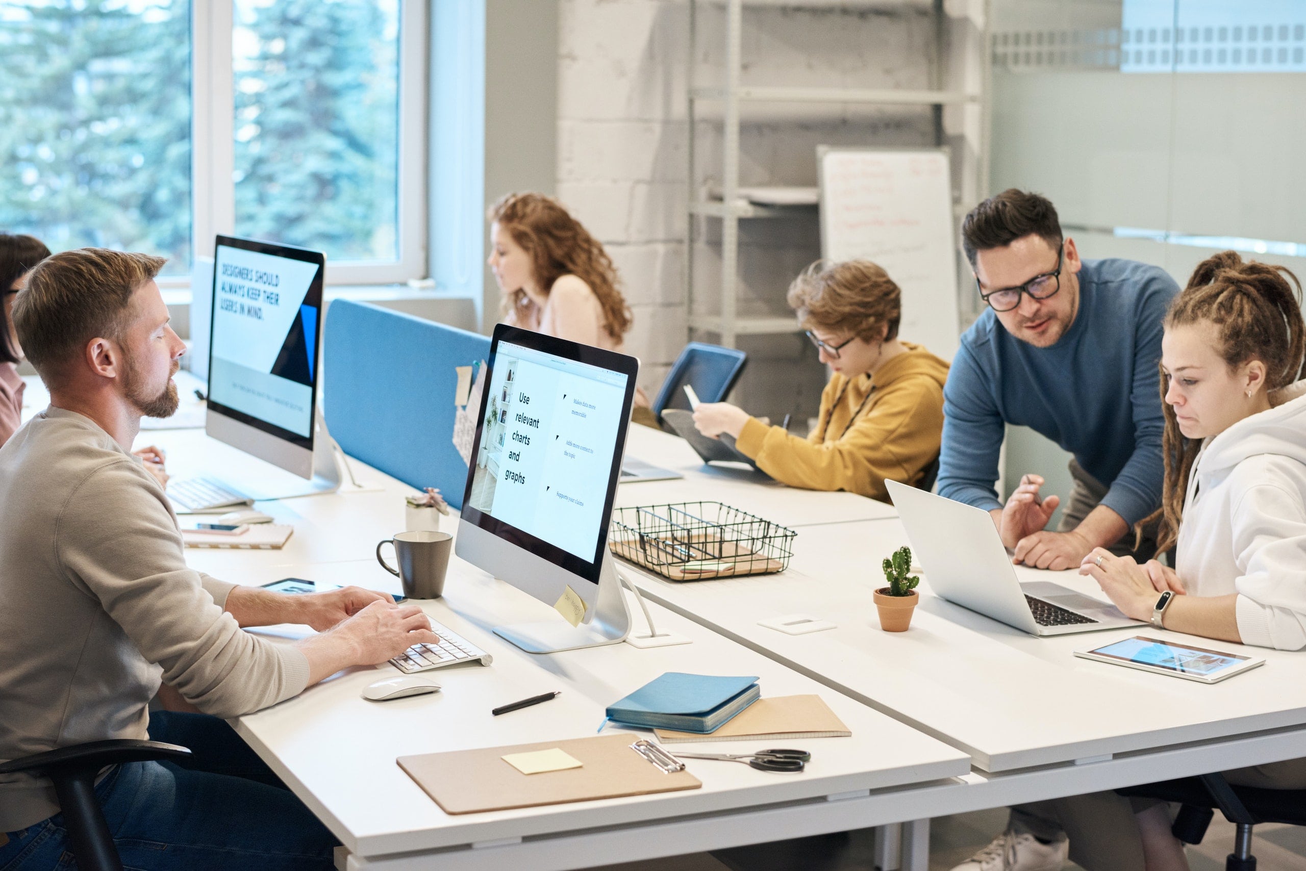 Employees working in front of computers