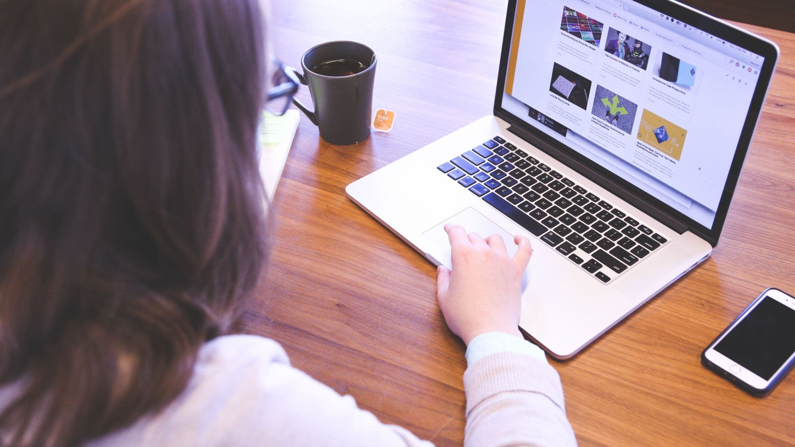 A woman browsing the web