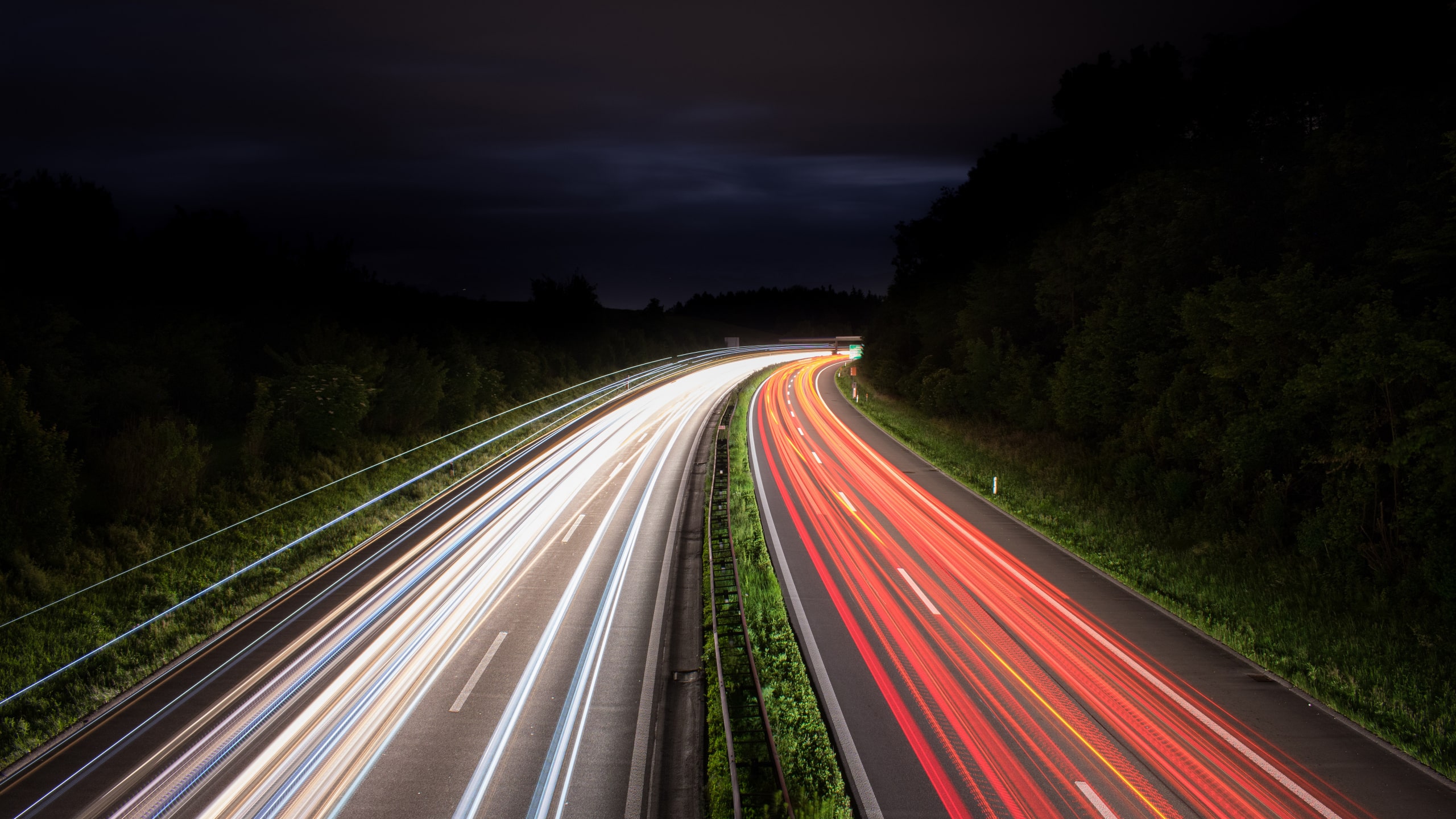 Night traffic lights trails