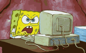 Spongebob using computer