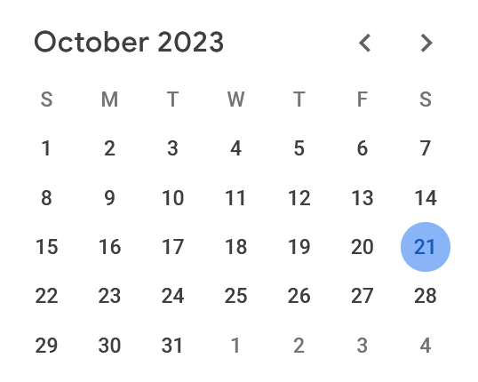 Calendar - October 2023