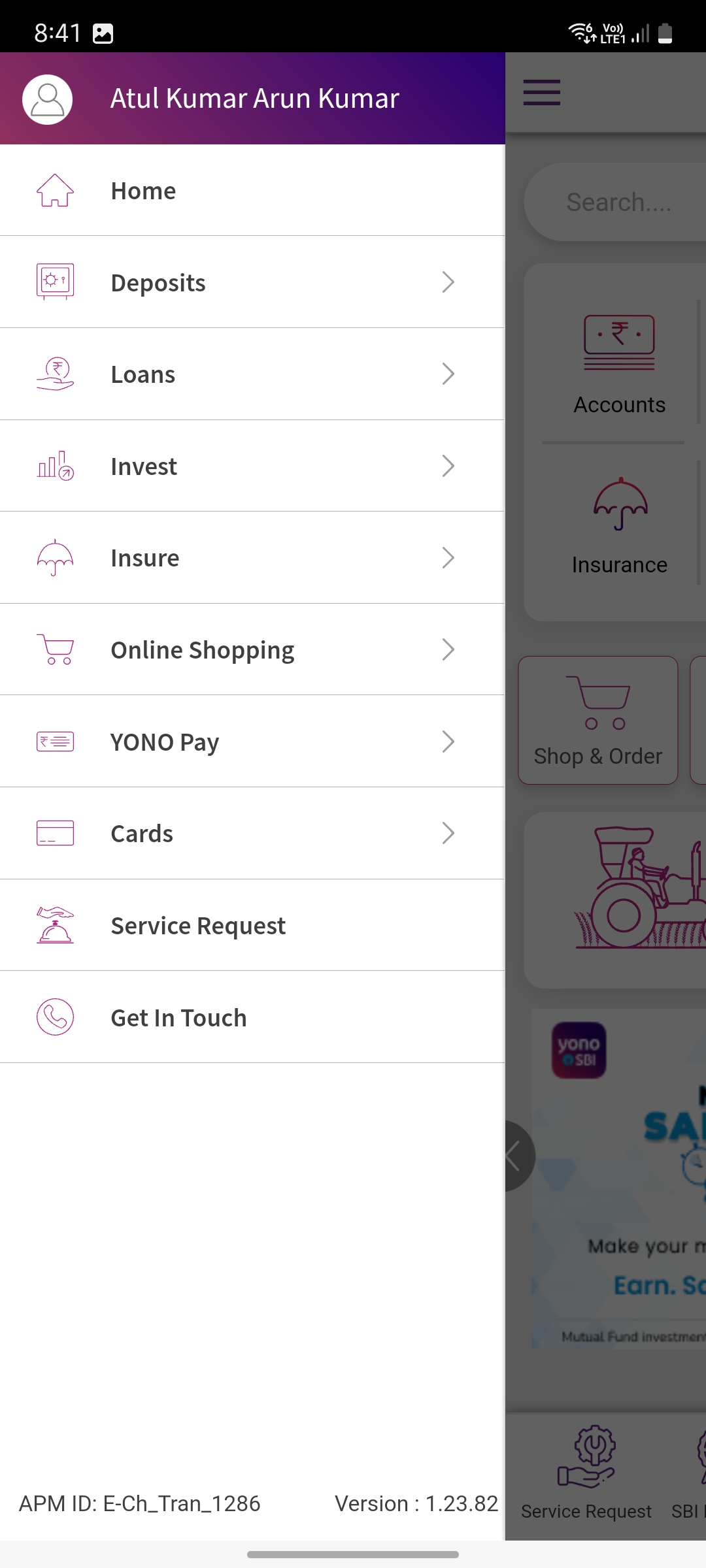 Yono SBI - Menu