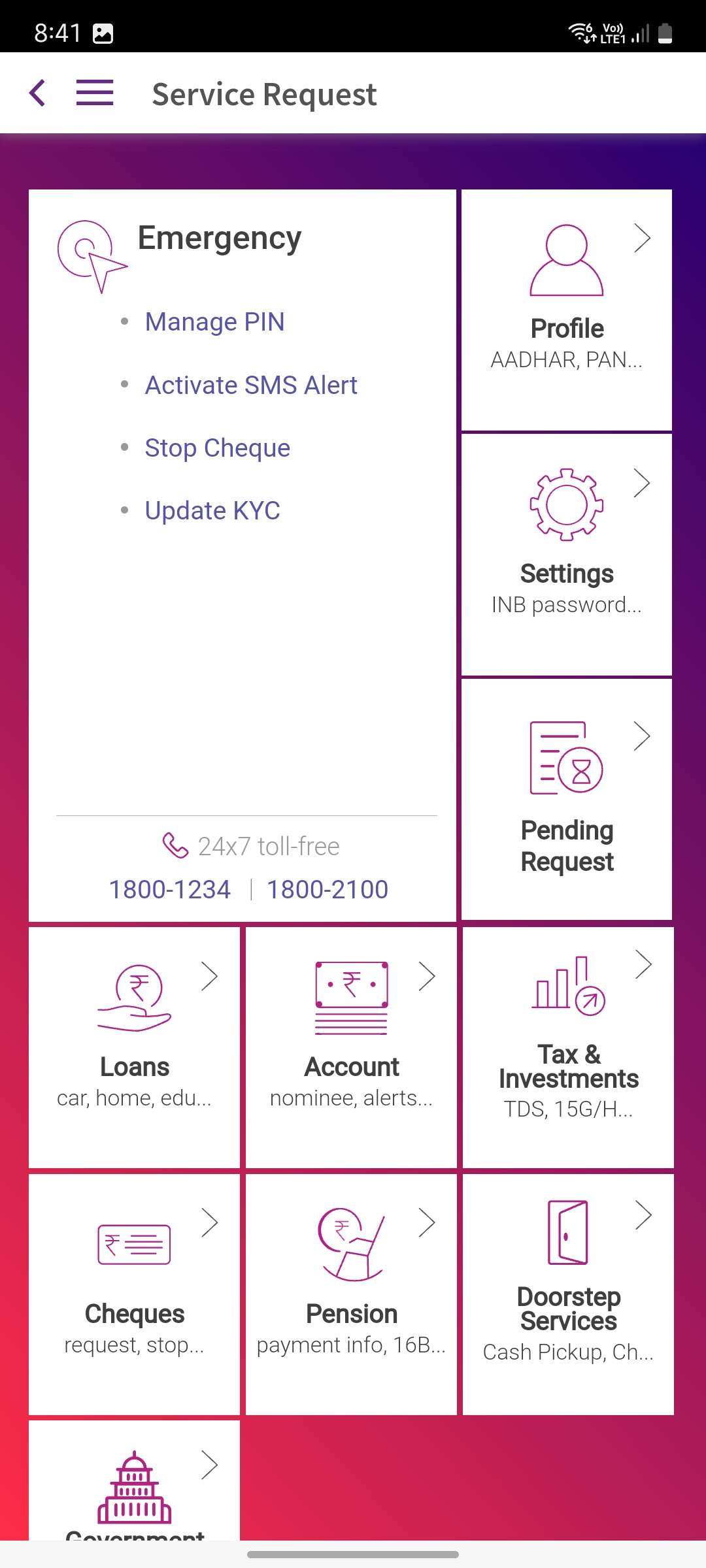 Yono SBI - Service Request