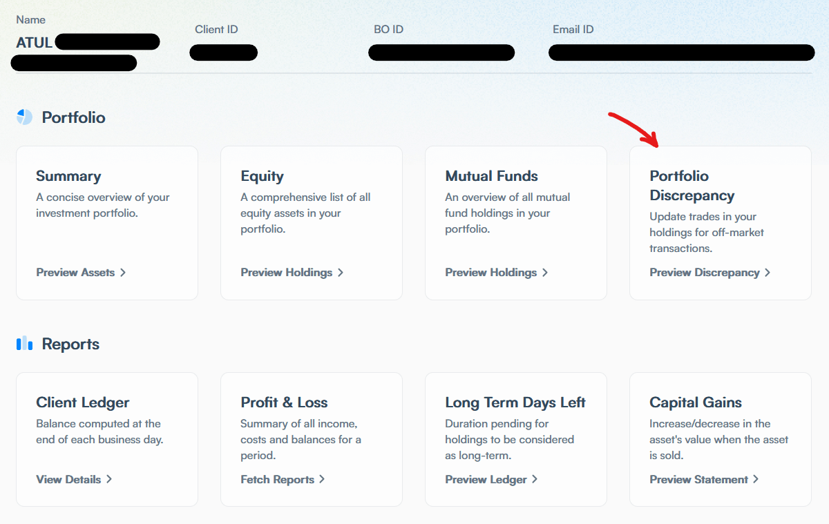 Portfolio discrepancy