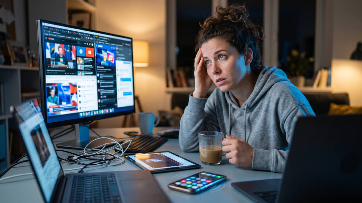A woman unable to focus