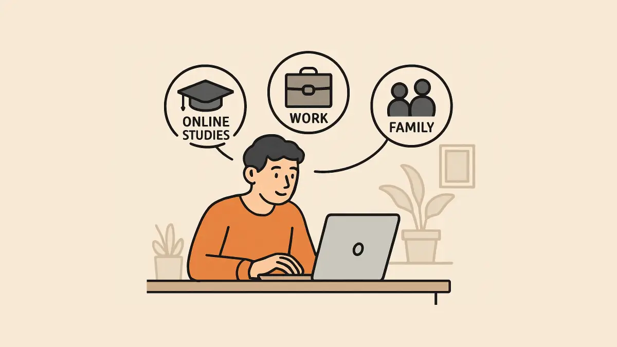 Online studies, work, and family